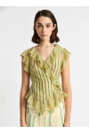 BETTINA YELLOW STRIPED WRAP BLOUSE