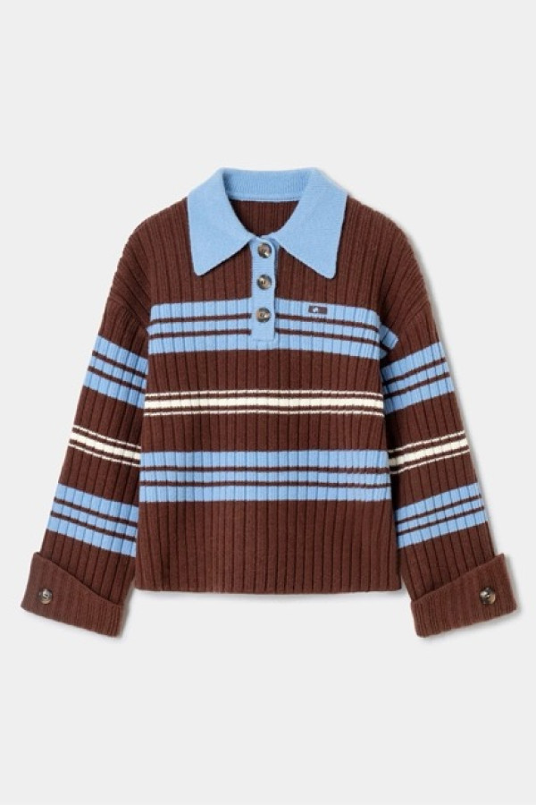 GRAZ BROWN STRIPED POLO BLOUZE