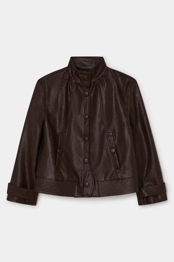 Jules Καφέ Jacket από Συνθετικό Δέρμα