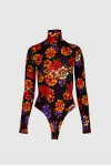 FLORAL FICTION BODYSUIT BLACK