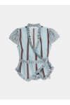 TASHI TURQUOISE STRIPED FLOW PANTS & ATENA STRIPED WRAP TOP