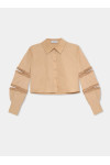 MUNA SAND CUT-OUT SHIRT WITH RUFFLES