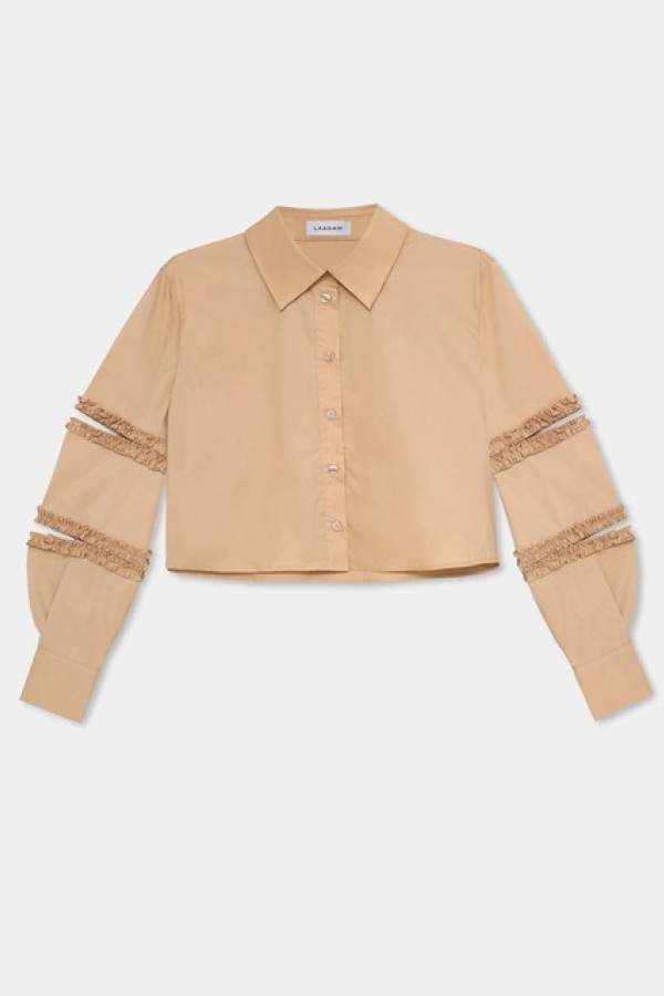 MUNA SAND CUT-OUT SHIRT WITH RUFFLES