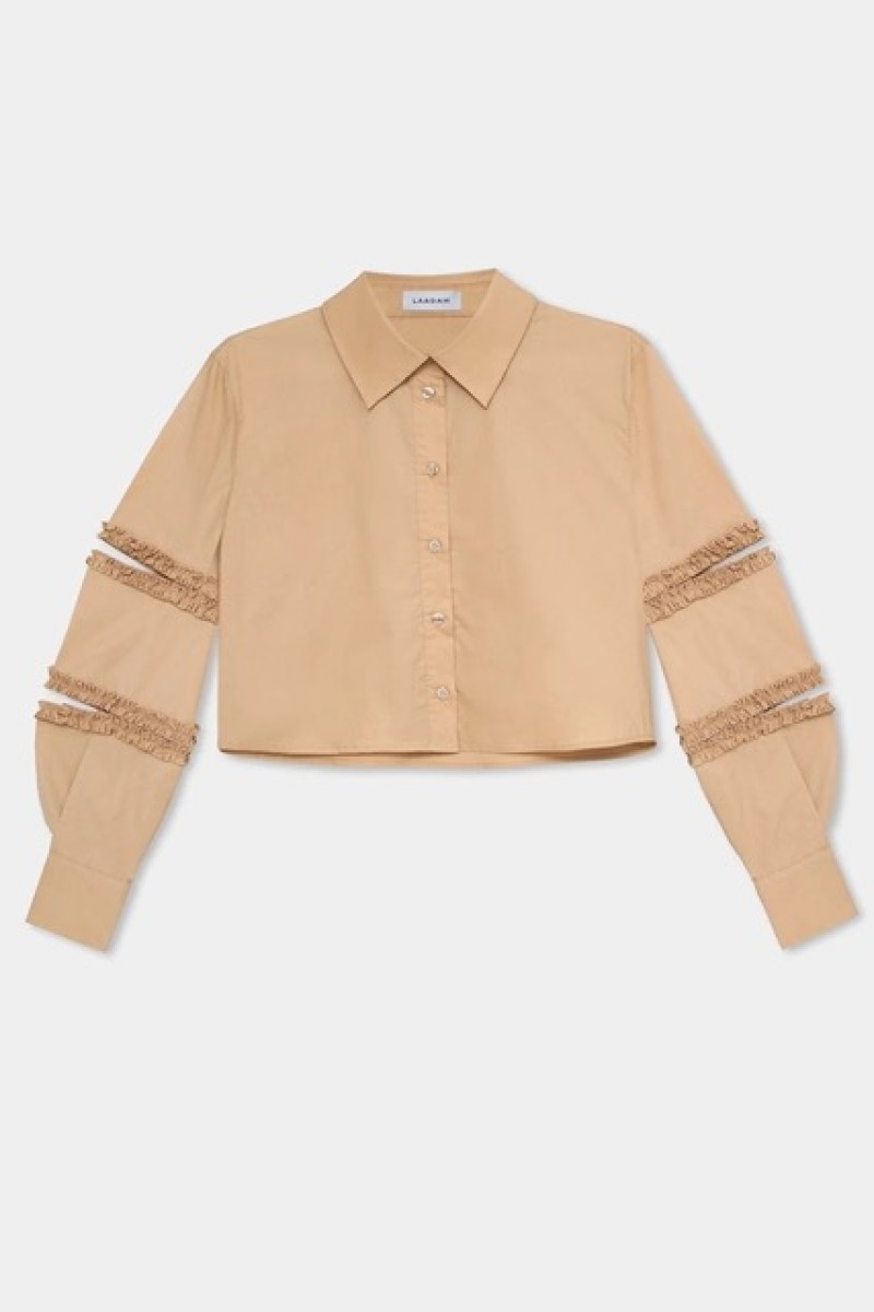 MUNA SAND CUT-OUT SHIRT WITH RUFFLES