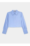 ROXANE BLUE RUCHED SHIRT