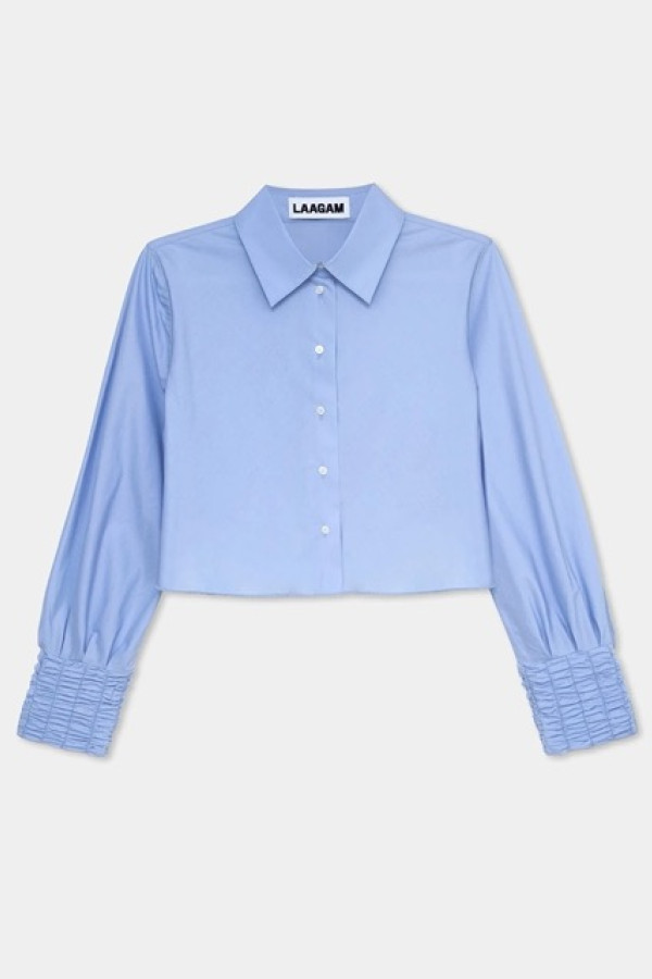 ROXANE BLUE RUCHED SHIRT