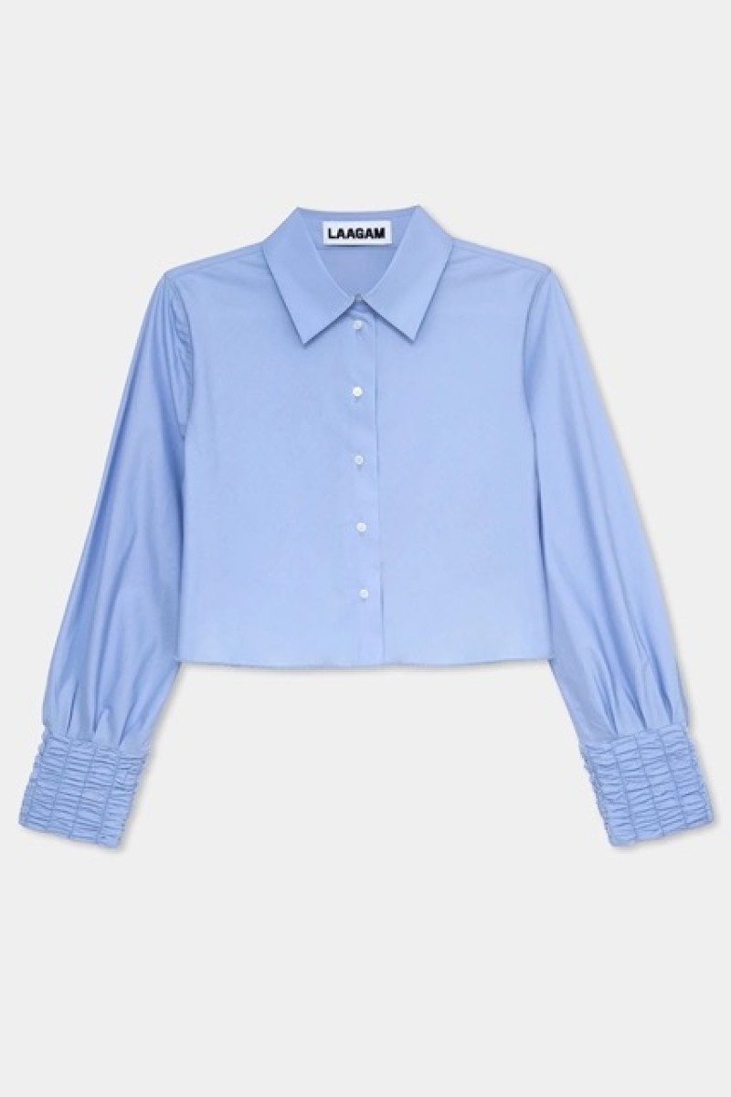 ROXANE BLUE RUCHED SHIRT