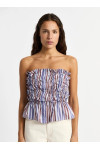 SUSAN BLUE STRIPED RUCHED TOP