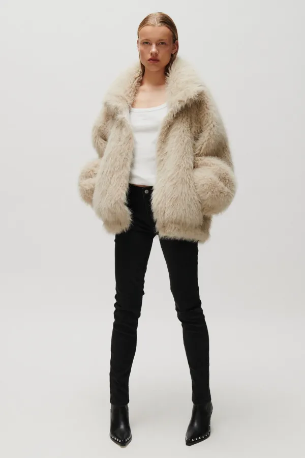 Rabbi Faux Fur Jacket – Μπεζ