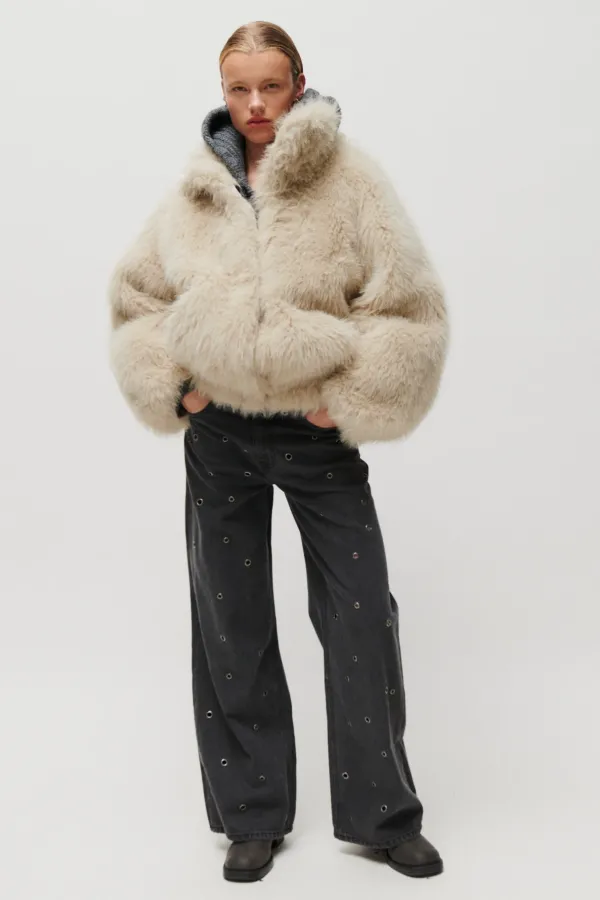 Rabbi Faux Fur Jacket – Μπεζ