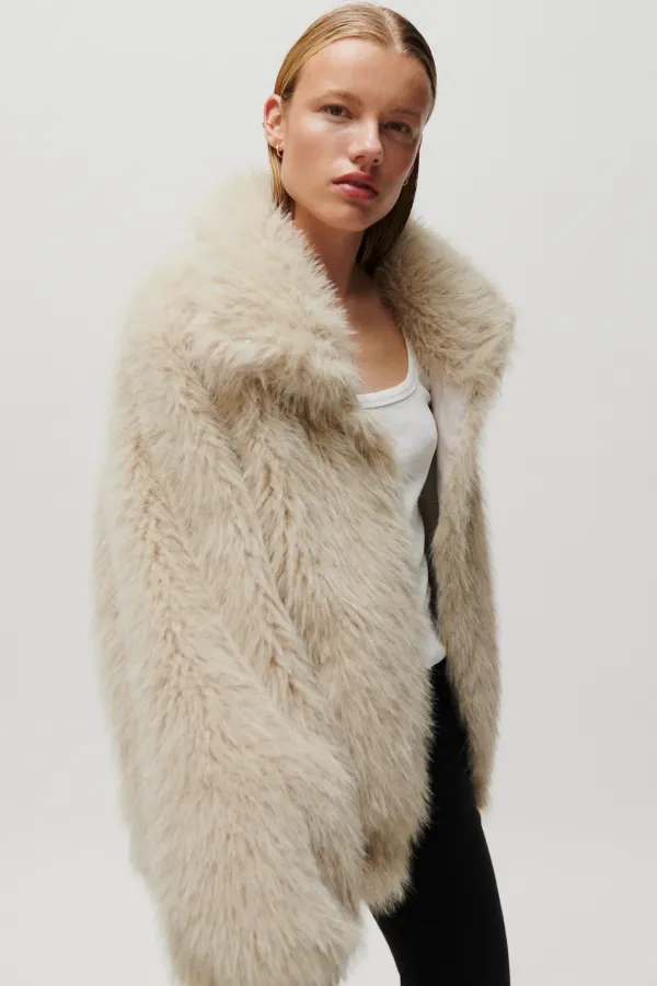 Rabbi Faux Fur Jacket – Μπεζ
