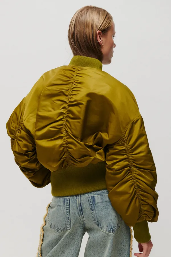 Mir Cropped Bomber Jacket – Πράσινο