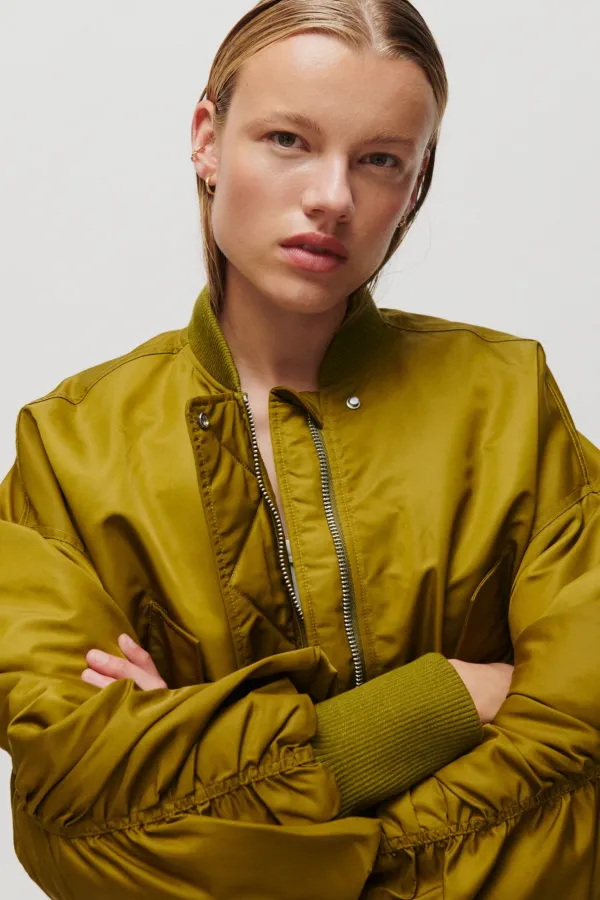Mir Cropped Bomber Jacket – Fir Green