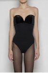 DOLORES BLACK COTTON BUSTIER STYLE BODY WITH VELVET