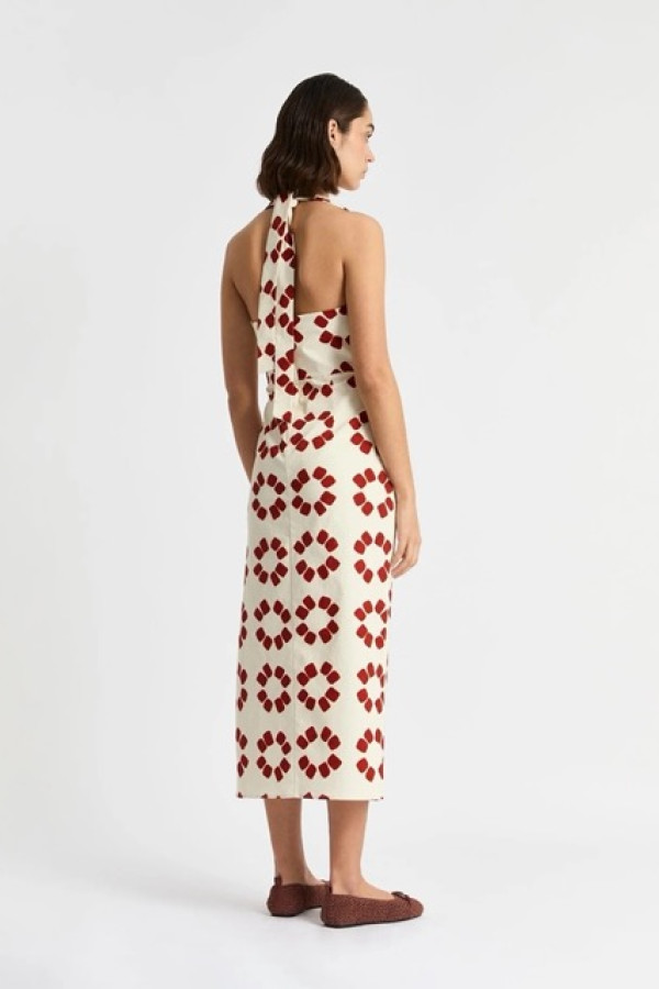 LEANDRA ECRU MIDI DRESS
