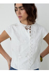 MELANI WHITE ASYMMETRIC BLOUSE