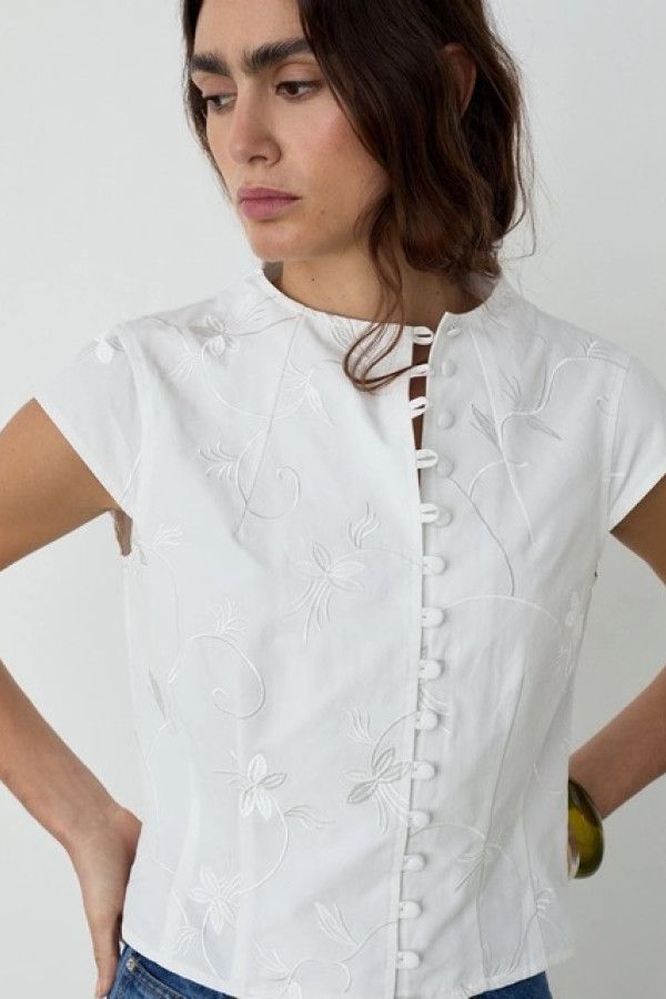 MELANI WHITE ASYMMETRIC BLOUSE