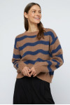 BEIGE AND BLUE STRIPED JERSEY JUMPER