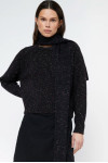 BLACK MOTTLED KNIT JERSEY JUMPER