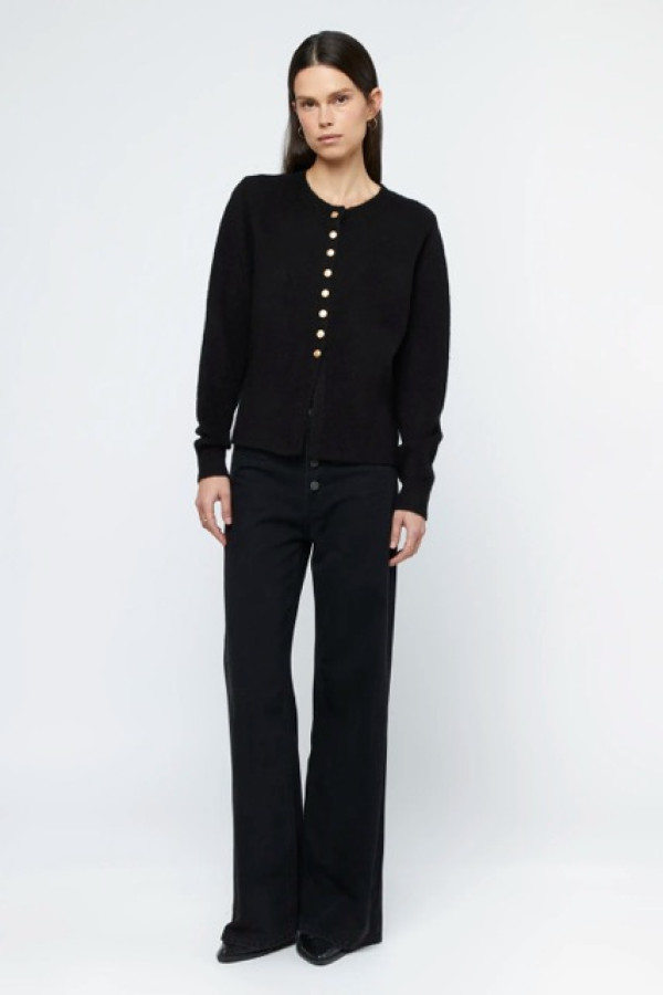 BLACK JEWEL BUTTON CARDIGAN