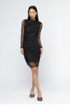 DRESS IN BLACK PLUMETI MESH