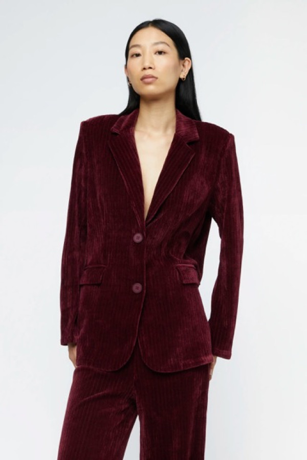  VELVET CORDUROY BLAZER AND TROUSERS BURGUNDY 