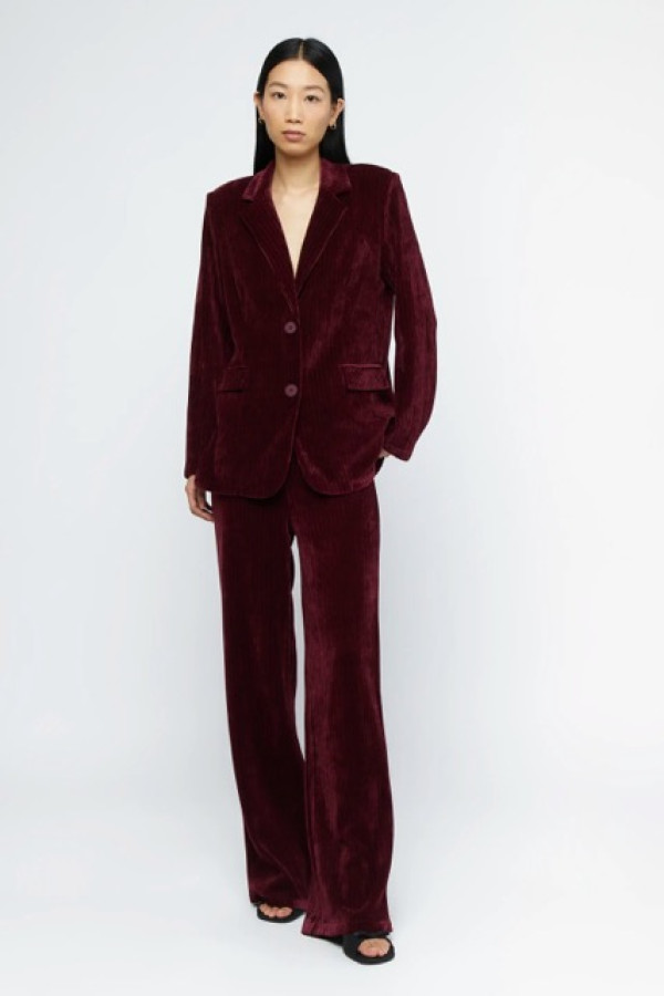  VELVET CORDUROY BLAZER AND TROUSERS BURGUNDY 