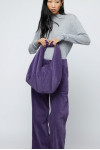 PURPLE CORDUROY BIG SHOULDER BAG