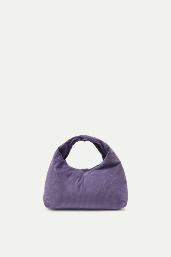 PURPLE CORDUROY BIG SHOULDER BAG