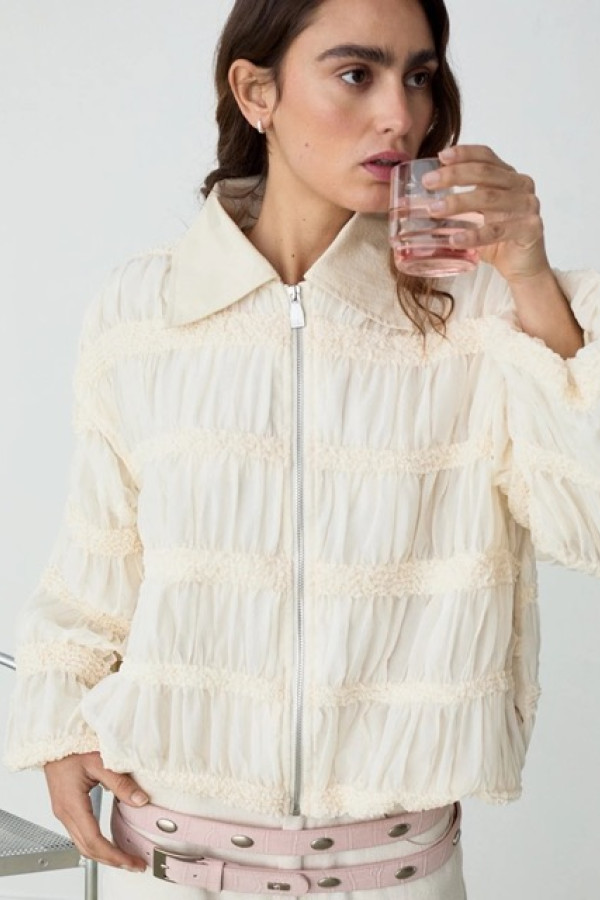 KIARA ECRU BOMBER JACKET