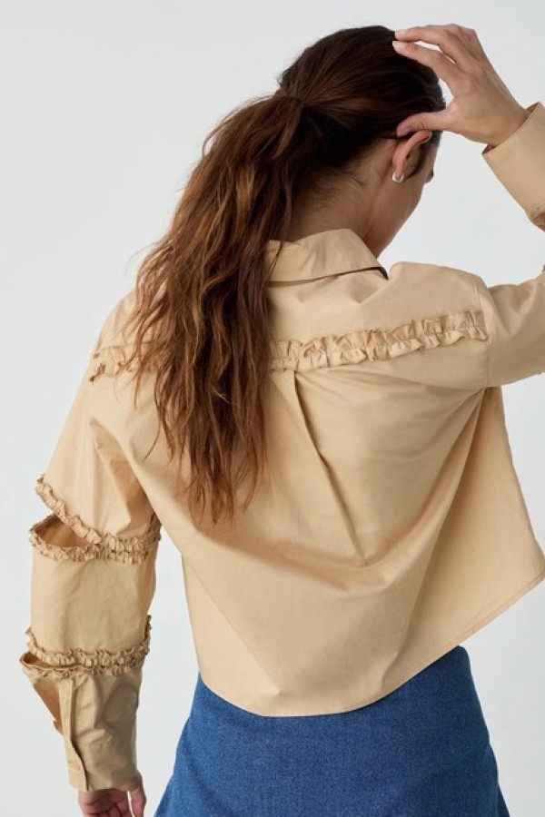 MUNA SAND CUT-OUT SHIRT WITH RUFFLES