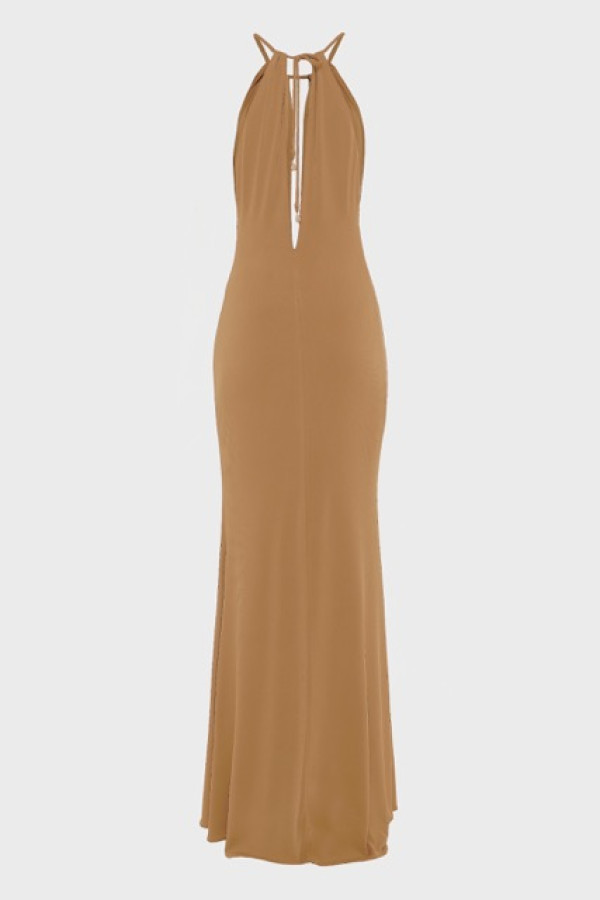 EARTH LONG DRESS BROWN