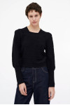 BLACK KNIT TOP WITH SQUARE NECK
