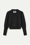 BLACK KNIT TOP WITH SQUARE NECK