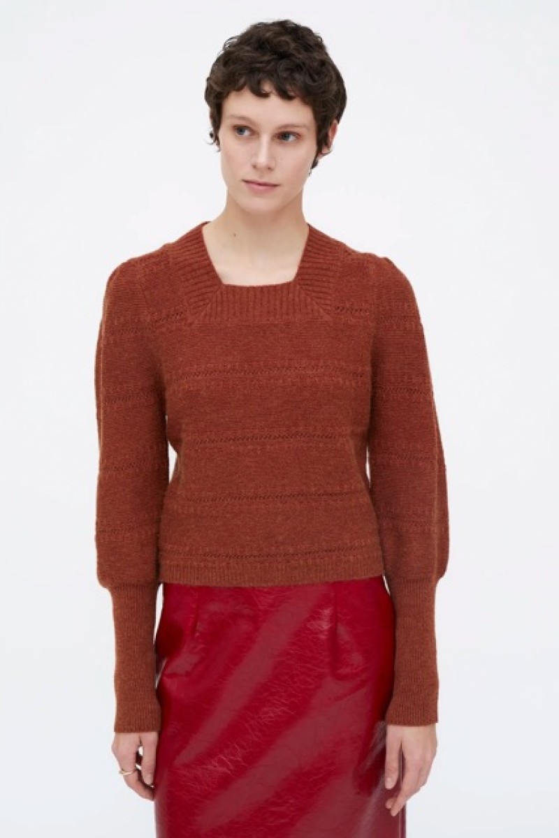 RED CARDIGAN WITH CROCHET FLOWERS 