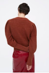 BROWN KNIT TOP WITH PUFFED SLEEVES 