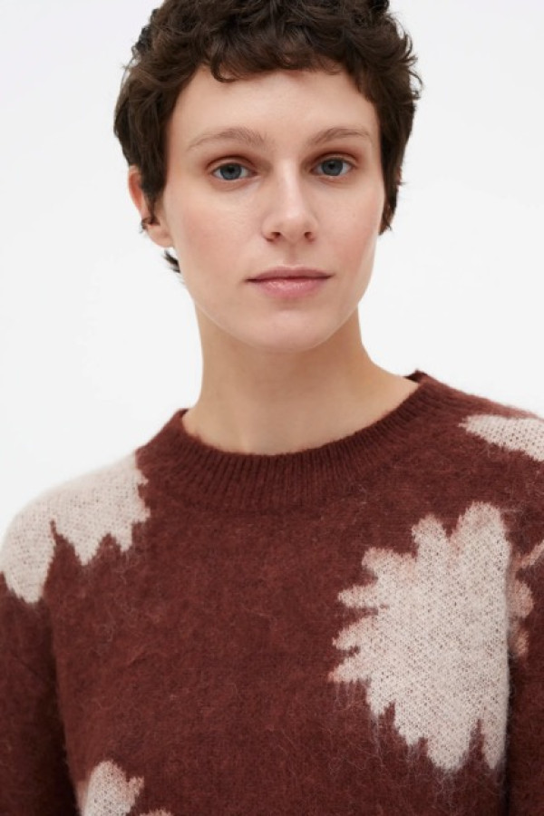 SANTINI PRINTED JACQUARD SWEATER WITH ROUND NECK