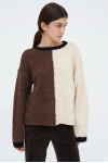 BROWN AND WHITE KNIT SWEATER 