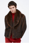 SHORT BROWN FUR EFFECT COAT