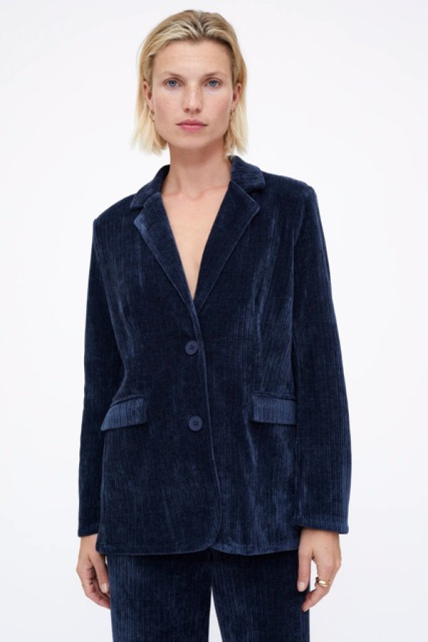 NAVY BLUE VELVET CORDUROY BLAZER