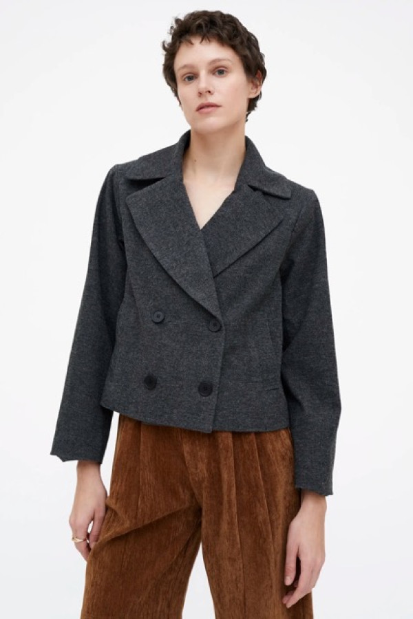 SHORT GRAY DOUBLE BREASTED JACKET