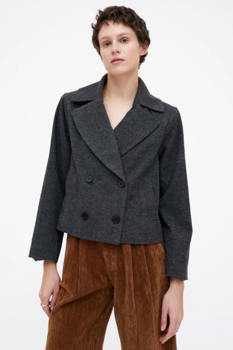 SHORT GRAY DOUBLE BREASTED JACKET