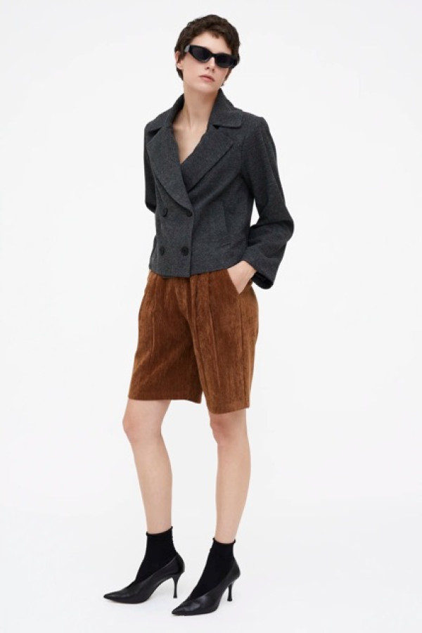 SHORT GRAY DOUBLE BREASTED JACKET