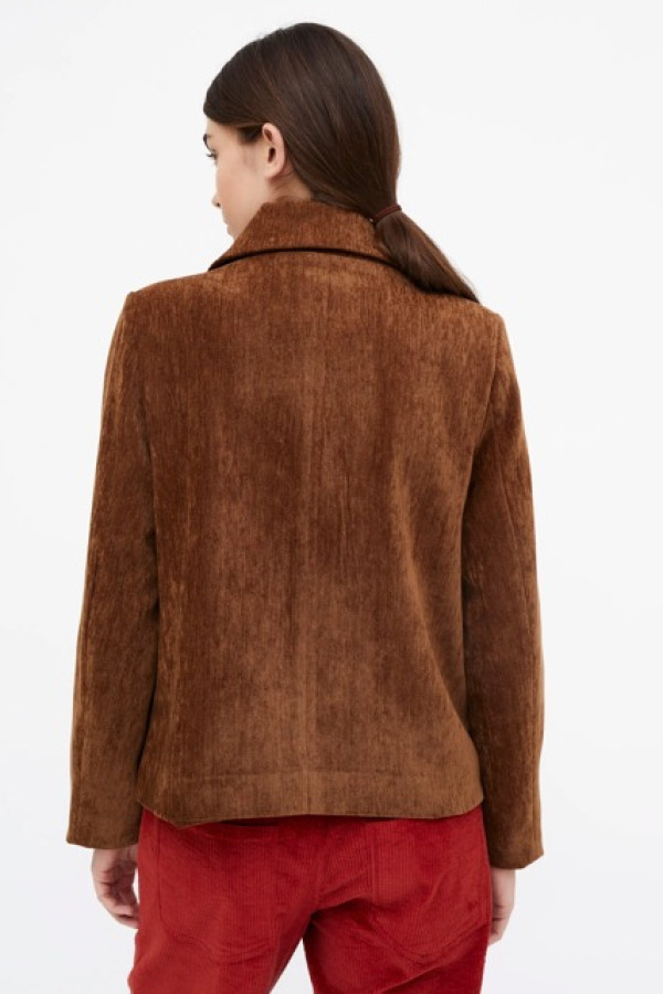 LIHGT BROWN VELVET EGGECT BLAZER 