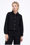 BLACK TWEED JACKET WITH JEWELED BUTTON
