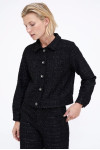 BLACK TWEED JACKET WITH JEWELED BUTTON