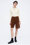 HIGH WAISTED BERMUDA SHORTS WITHA VELVETY EFFECT 