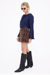 NAVY BLUE AND BROWN SKIRT
