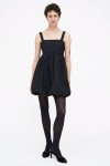 SHORT BLACK DRESS COTTON POPLIN