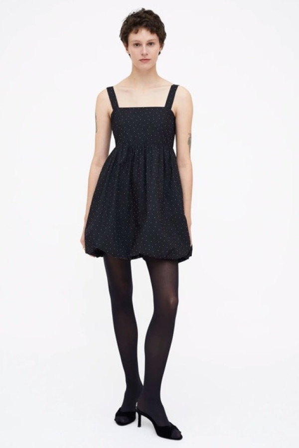SHORT BLACK DRESS COTTON POPLIN